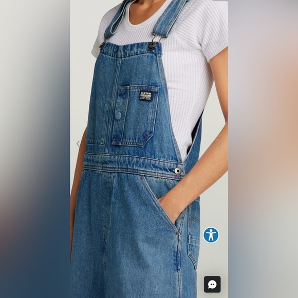 G-Star Raw Dungaree Dress, Blue Denim Overall Dress, Size XXS - Picture 4 of 13